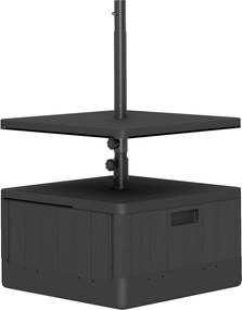 Outsunny Négyzetes Napernyő Állvány Asztali Tálcával, HDPE Napernyő Alap Kerekeken, Víz- és Homokképessé Tett Napernyő Állvány Teraszra, Medencéhez, K