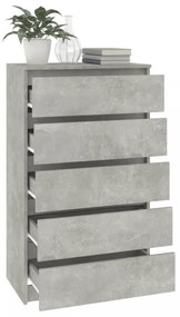 betonszürke szerelt fa fiókos szekrény 60 x 36 x 103 cm