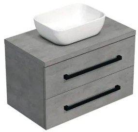 Fürdőszobaszekrény fekete fogantyúval SAT Cube Way 80x47,5x46 cm betonszőnyeg CUBE46C803BE45