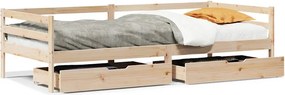vidaXL tömör fenyőfa kanapéágy fiókkal 90 x 200 cm