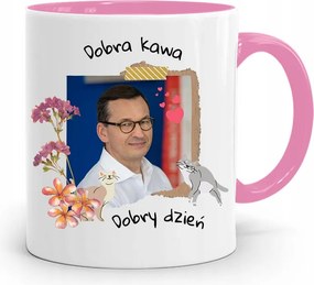 Rózsaszín Politikai Bögre Mateusz Morawiecki Miniszterelnök fényképes nyomtatással