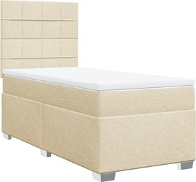 vidaXL krémszínű szövet rugós ágy matraccal 100 x 200 cm
