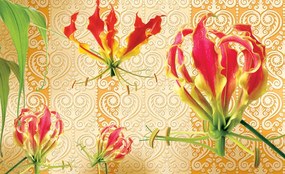 Red lilies poszter, fotótapéta, Vlies (104 x 70,5 cm)