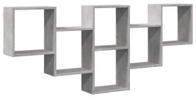 betonszürke szerelt fa fali polc 159 x 18 x 66 cm