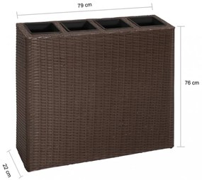 barna polyrattan kerti magaságyás 4 kaspóval