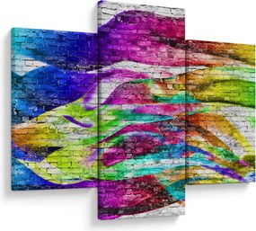 Kép - Téglafal színes lángokkal (90x60 cm)
