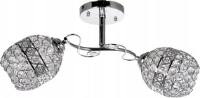 Vízszintes mennyezeti lámpa, krómozott, dekoratív kristály lámpabúrák a hálószobába