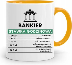 Bankárnak Sárga Bögre Születésnapi Ajándék fényképes nyomtatással