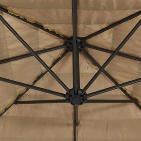 barna kerti napernyő LED-del és acél rúddal 288 x 288 x 225 cm
