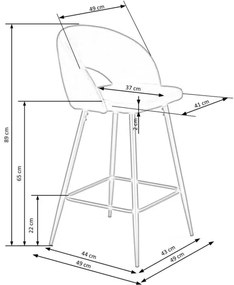 Bárszék 89x49 cm szürke/fekete