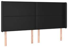 fekete műbőr LED-es fejtámla 183x16x118/128 cm