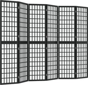 vidaXL 6 paneles fekete japán stílusú összecsukható paraván 240x170 cm