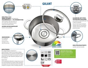 Elo 72550 Rozsdamentes acél edény Galant 20 cm,3,4 l, 3,4 l