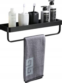 fekete Fürdőszobai Zuhanypolc Akasztós öntapadós+lyukacsos 40cm