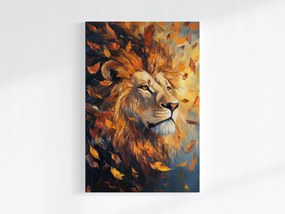 Poszter Portré Oroszlán Ősz Levelek Állat Afrika 40x60