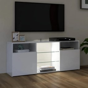 magasfényű fehér TV-szekrény LED lámpákkal 120 x 30 x 50 cm