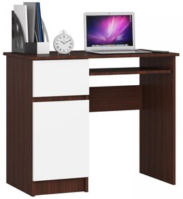 Íróasztal - Akord Furniture - 90 cm - wenge / fehér (bal)