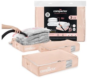 Vákuumos műanyag ágy alatti tárolódoboz szett 3 db-os 65x45x15,5 cm Pink Edition – Compactor