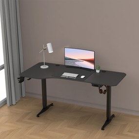 [pro.tec] Állítható magasságú asztal 73 - 118 cm Oxnard fekete szénszálas optika