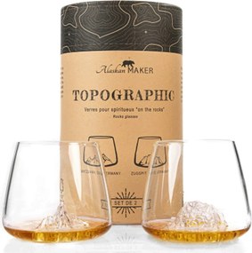2 db-os whiskys pohár szett Topographic Zugspitze &amp; Watz