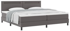 Boxspring Ágy Matraccal Szürkében, 200x200 cm, Műbőr.