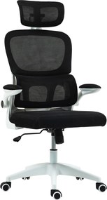 HOMCOM Ergonomikus Irodai Szék Felhajtható Karfával és Fejtámasszal, Forgószék Állítható Magassággal, Lumbális Támasszal és Ringató Funkcióval Hálós A