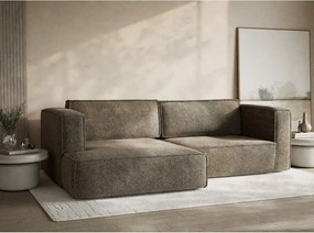 Barna zsenília kinyitható-tárolóhelyes sarokkanapé (bal oldali-heverő résszel) Velto – Maison de Rêve