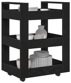 Konyhai Kocsi Fekete Tölgy 60x45x80 cm Összeszerelt Fa