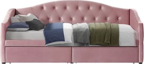 Ágy tárhellyel, 90x200, rózsaszín Velvet szövet, ZASKA