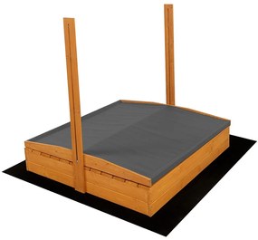 Zárható fa homokozó padokkal és tetővel gyerekeknek Baby Mix 120x120 cm szürke