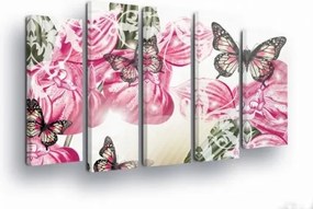 Vászonkép 150x100 Rózsaszín virágok pillangók finomság tavasz absztrakt növényvilág