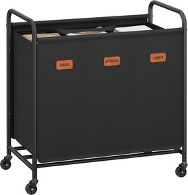 Szennyestartó kosár Szennyestartó Babakocsi 3 rekeszes szelektív fekete 170l