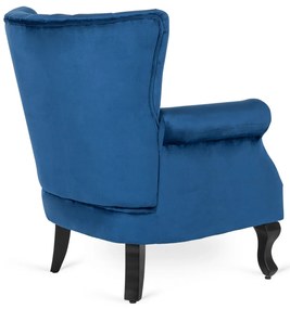 Sötétkék Bársony Chesterfield Fotel. MALLO