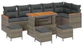 vidaXL Kerti Kanapé Szett párnával 10 pcs Szürke Poli rattan