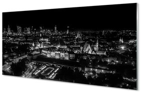 Üvegképek Éjszakai panoráma Varsó felhőkarcolók 100x50 cm 2 fogas