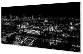 Üvegképek Éjszakai panoráma Varsó felhőkarcolók 120x60cm