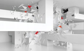 Fotótapéta Geometrikus madarak absztrakt fehér és színes 200x140 +ragasztó