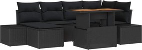 vidaXL Kert étkező szett párnával 7 pcs Fekete és Barna