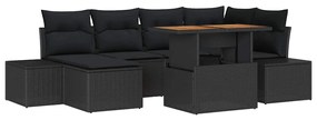 vidaXL Kert étkező szett párnával 7 pcs Fekete és Barna