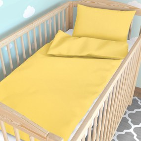 Goldea gyermek pamut ágyneműhuzat kiságyba - sárga 90 x 120 és 40 x 60 cm