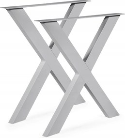 2 x X fém láb íróasztalhoz porszórt acél 83x72 cm Szürke
