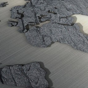 Kép - Világtérkép kő textúra (órával) (90x30 cm)
