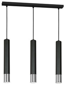 Csillár zsinóron NEST 3xGU10/8W/230V fekete/fényes króm