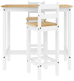 3 részes fehér tömör fenyőfa bárszett