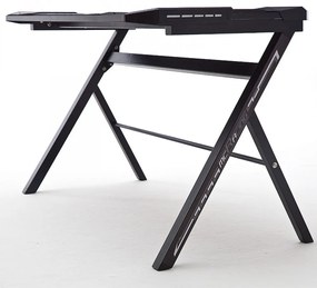 mcRACING Basic 3 gamer íróasztal fekete karbon optika borítással és beépített LED világítással