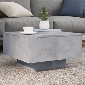 Betonszürke dohányzóasztal LED-lámpákkal 55 x 55 x 31 cm