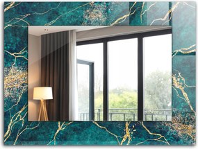 Fali tükör edzett üveg kerettel XXL 80x60 cm Zöld márvány