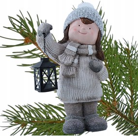 Karácsonyi figura Gyerek lámpással 2022246-42-BROWN 47x27x18 cm