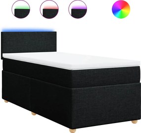 vidaXL fekete szövet rugós ágy matraccal 90x190 cm