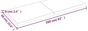 sötétbarna kezelt tömör tölgyfa asztallap 160x60x(2-6) cm